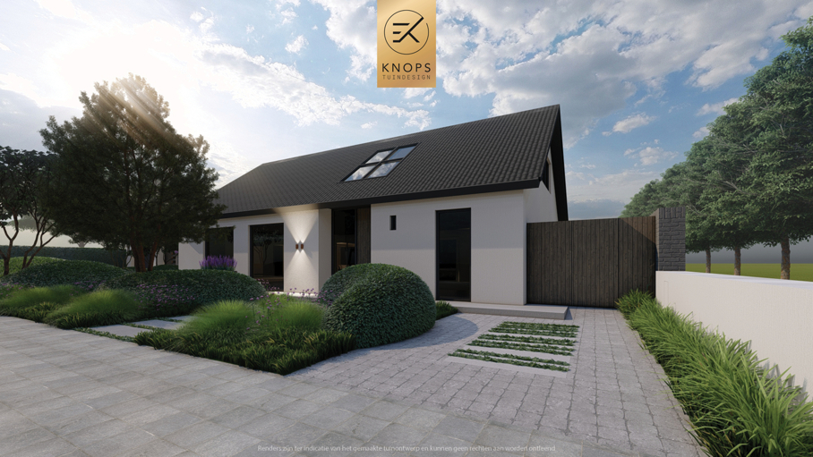 moderne villatuin met zwembad, luxe tuin, strak tuinontwerp, italiaanse tuin, mediterrane tuin, pizzaoven, buitenkeuken, pergola met blauwe regen, zonnebedden