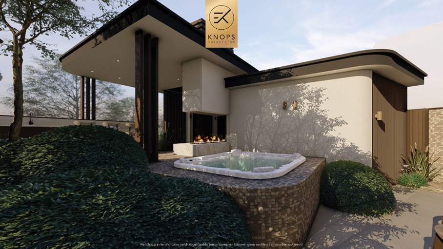 Unieke architectuur, overkapping met wellness, buitenkeuken met bar, tuin aan het water, groene tuin, jacuzzi