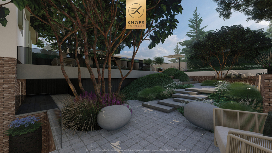 exclusief tuinontwerp, moderne tuin met groene sfeer, luxe tuin, moderne tuin, tuin met zwembad, buitenkeuken