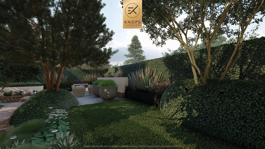 exclusief tuinontwerp, moderne tuin met groene sfeer, luxe tuin, moderne tuin, tuin met zwembad, buitenkeuken