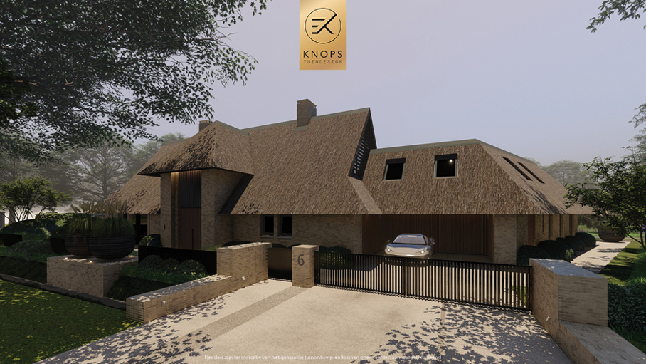 Unieke architectuur, tuin met zwembad, buitenkeuken, groene tuin, oprit