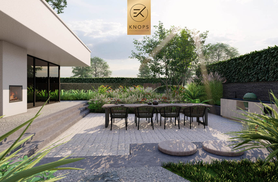 Totaalrenovatie vrijstaand villatuin overloopzwembad overnachting in eigen tuin boomhut jungletuin gym slaapplek patiotuin famillietuin tuinarchitect erik knops tuindesign