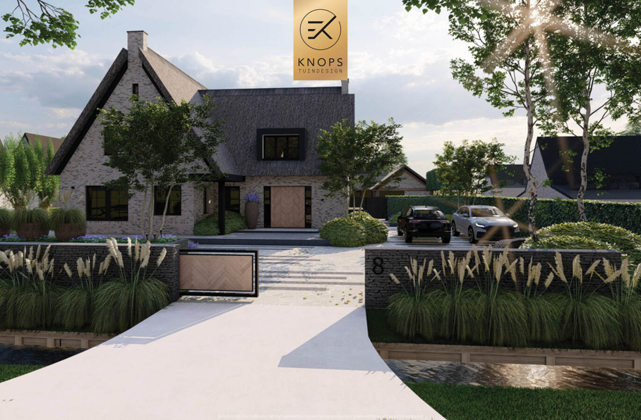 luxe tuinontwerp mediterrane tuin modern tuinontwerp exclusief tuinontwerp tuin met zwembad flagstones vlonder zitkuil luxe buitenkeuken