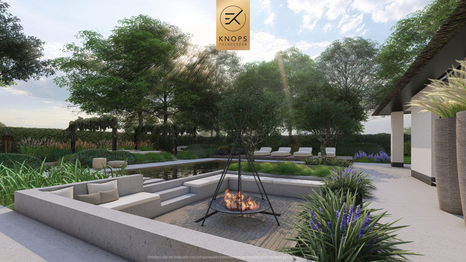 Luxe familietuin,exclusief tuinontwerp,moderne tuin,villatuin,zwemvijver,buitenverblijf,wellness,sport,luxe tuin