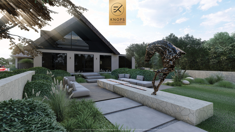 Modern tuinontwerp luxe tuin wellness garden ibiza garden garden design moderne Bali tuin bali garden exclusieve tuin met overloop zwembad modern boothuis wellness tuin