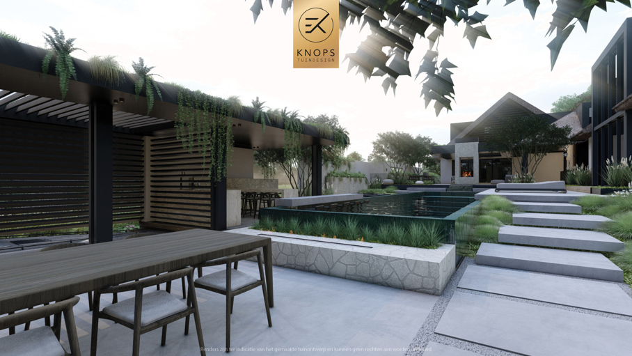 Modern tuinontwerp luxe tuin wellness garden ibiza garden garden design moderne Bali tuin bali garden exclusieve tuin met overloop zwembad modern boothuis wellness tuin