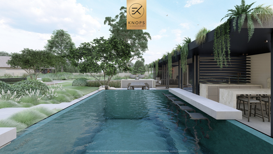 Modern tuinontwerp luxe tuin wellness garden ibiza garden garden design moderne Bali tuin bali garden exclusieve tuin met overloop zwembad modern boothuis wellness tuin