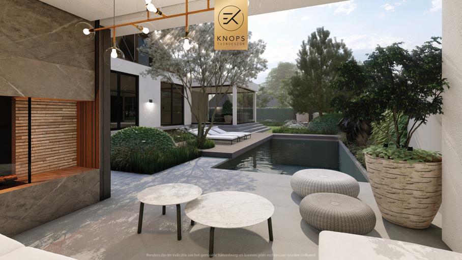 stoere villatuin moderne tuin strak tuinontwerp poolhouse buitenkeuken tuin met zwembad