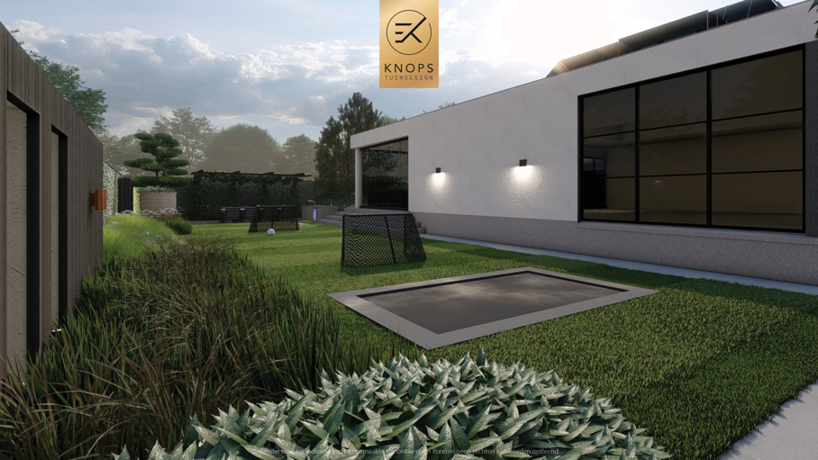 stoere villatuin moderne tuin strak tuinontwerp poolhouse buitenkeuken tuin met zwembad