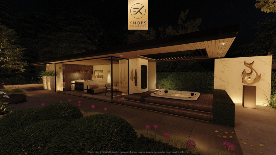 luxe familietuin exclusieve strakke tuin moderne achtertuin met zwembad poolhouse buitenverblijf met bar en buitenhaard jacuzzi wellness tuin exclusive garden design wellness garden swimmingpool luxury modern garden