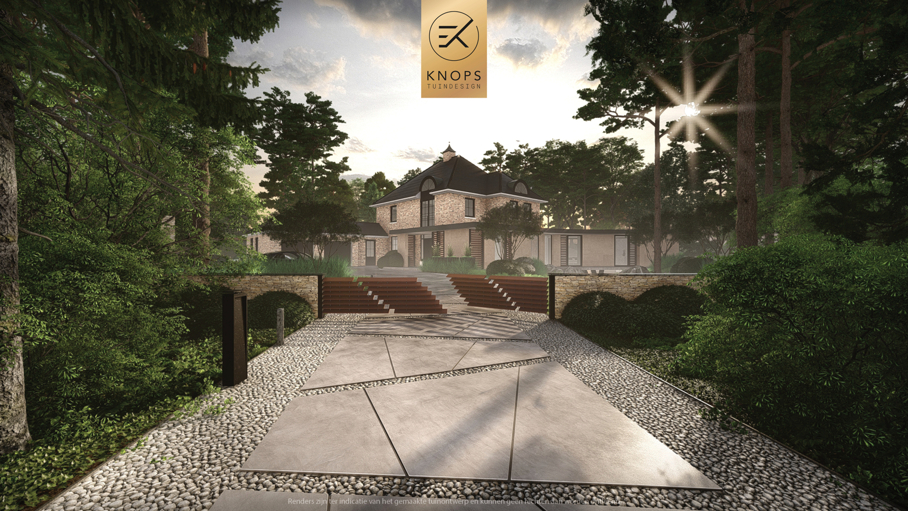 moderne bostuin tuin met zwembad zwemvijver luxe oprit uniek tuinontwerp organische vormen luxe tuin met wellness wellness garden forest garden garden with pond
