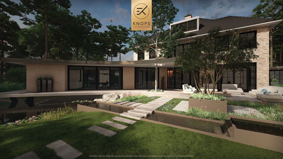 moderne bostuin tuin met zwembad zwemvijver luxe oprit uniek tuinontwerp organische vormen luxe tuin met wellness wellness garden forest garden garden with pond