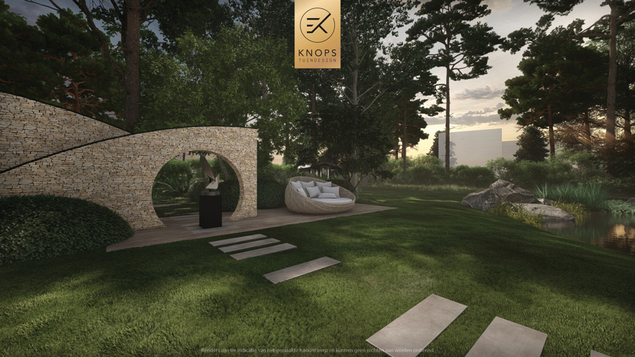 moderne bostuin tuin met zwembad zwemvijver luxe oprit uniek tuinontwerp organische vormen luxe tuin met wellness wellness garden forest garden garden with pond