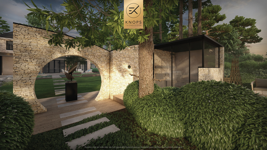 moderne bostuin tuin met zwembad zwemvijver luxe oprit uniek tuinontwerp organische vormen luxe tuin met wellness wellness garden forest garden garden with pond
