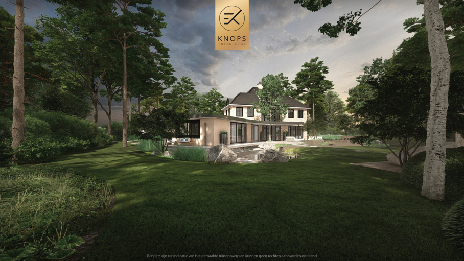 moderne bostuin tuin met zwembad zwemvijver luxe oprit uniek tuinontwerp organische vormen luxe tuin met wellness wellness garden forest garden garden with pond