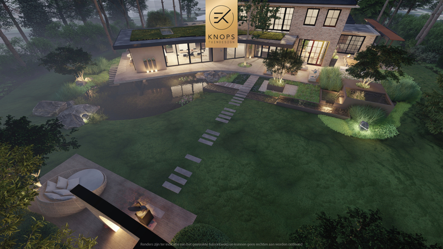 moderne bostuin tuin met zwembad zwemvijver luxe oprit uniek tuinontwerp organische vormen luxe tuin met wellness wellness garden forest garden garden with pond