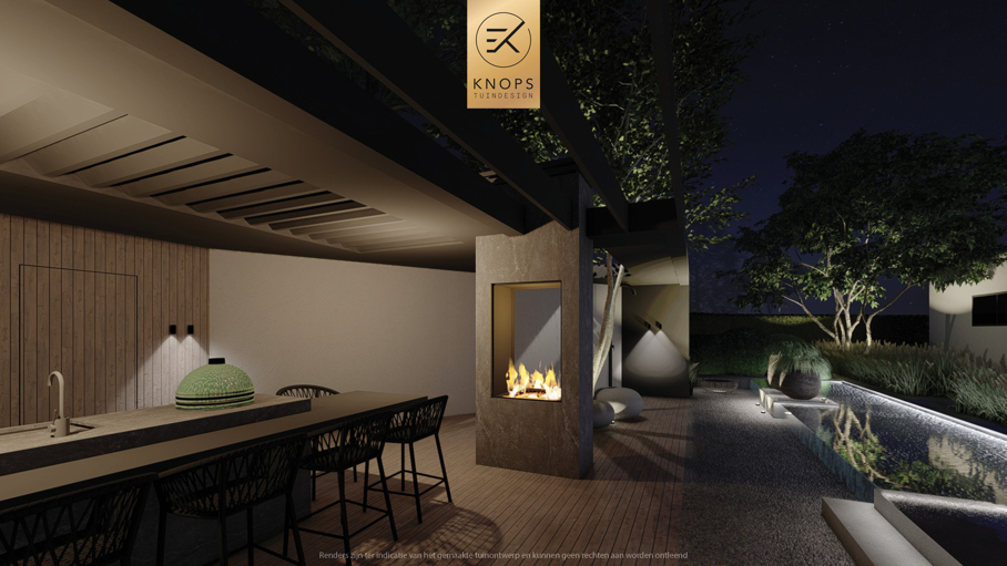 Moderne rustige tuin, kalm tuinontwerp, clean garden design, minimalistische tuin, luxe overkapping, poolhouse, strak tuinontwerp, exclusieve tuin