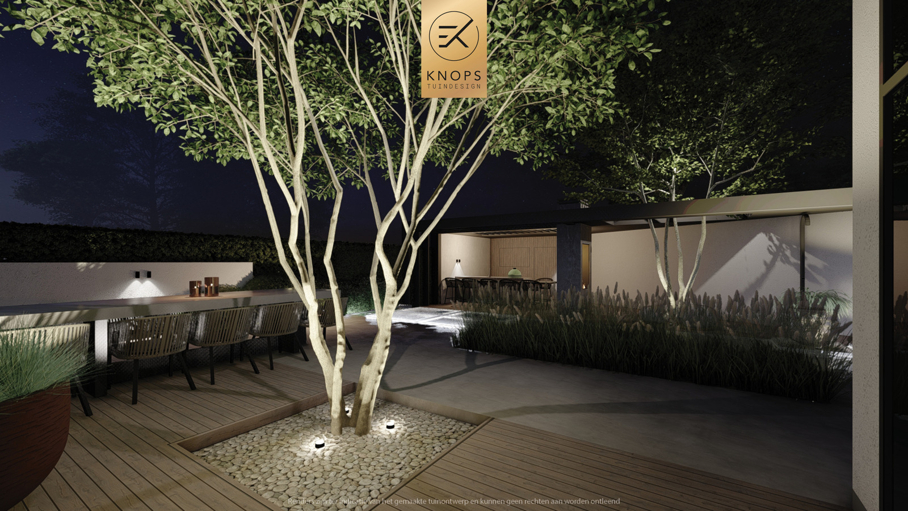 Moderne rustige tuin, kalm tuinontwerp, clean garden design, minimalistische tuin, luxe overkapping, poolhouse, strak tuinontwerp, exclusieve tuin