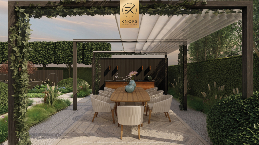 exclusief tuinontwerp, moderne tuin met gouden sfeer, luxe tuin, moderne tuin, tuin met zwembad, buitenkeuken, jacuzzi, whirlpool