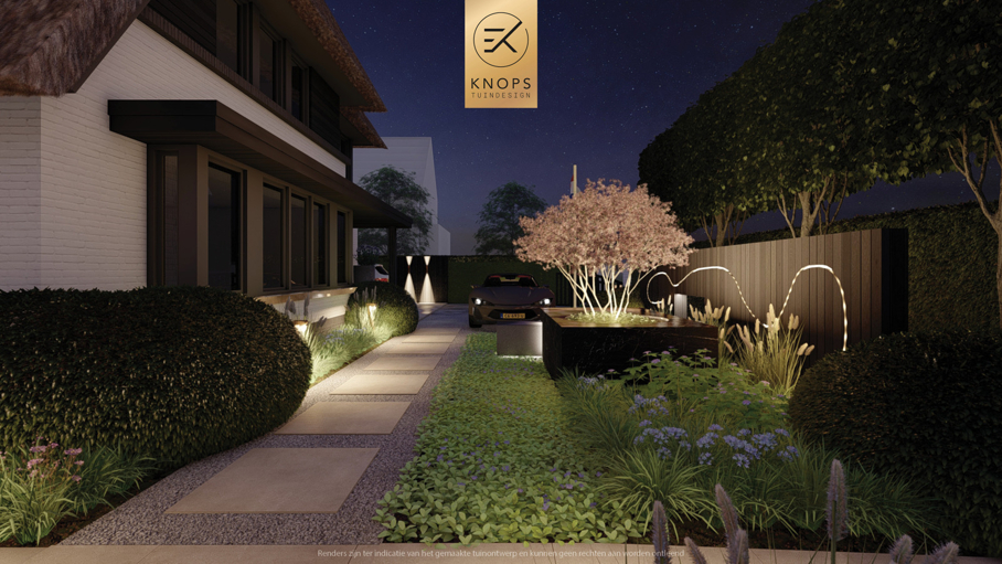 exclusief tuinontwerp, moderne tuin met gouden sfeer, luxe tuin, moderne tuin, tuin met zwembad, buitenkeuken, jacuzzi, whirlpool