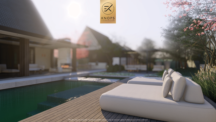 Unieke architectuur, tuin met zwembad, groene tuin, oprit, buitenkeuken, lounge met vuur