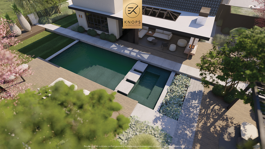 Unieke architectuur, tuin met zwembad, groene tuin, oprit, buitenkeuken, lounge met vuur