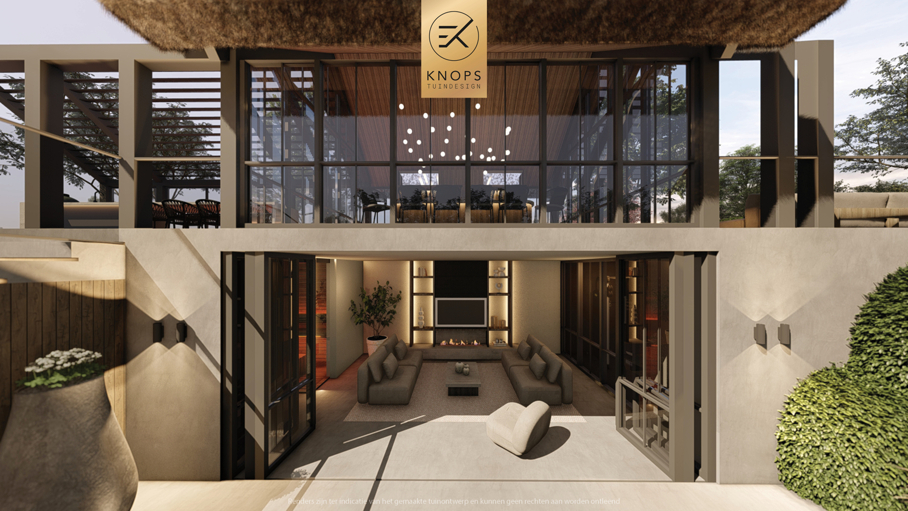 Unieke architectuur, tuin met zwembad, zitkuil met vuur, poolhouse, buitenkeuken met bar, jacuzzi, wellness, groene tuin