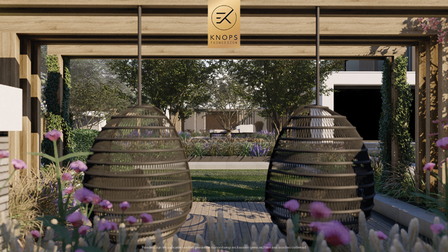 Unieke architectuur, moderne architectuur, tuin met zwembad, overloop zwembad, jacuzzi, meerstammige bomen, tuin met verlichting, overkapping, buitenkeuken, buitenhaard