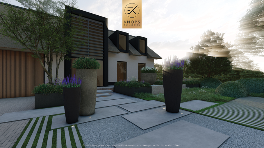 Unieke architectuur met hoogtes, tuin met hoogtes, tuin met zwembad, zitkuil met vuur, poolhouse met buitenkeuken, groene tuin, verlichting, jacuzzi