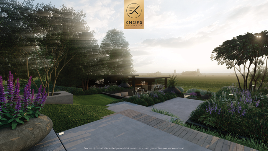 Unieke architectuur met hoogtes, tuin met hoogtes, tuin met zwembad, zitkuil met vuur, poolhouse met buitenkeuken, groene tuin, verlichting, jacuzzi