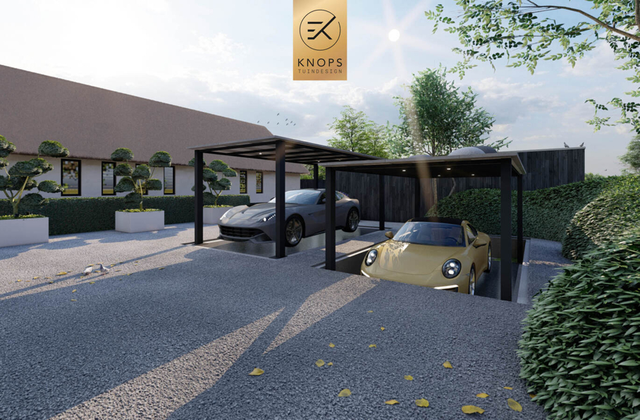 villatuin ontworpen door tuinarchitect erik knops tuindesign compleet met zwembad douche zitkuil rieten kap steeneiken exclusieve verlichting buitenhaard wellnesstuin 