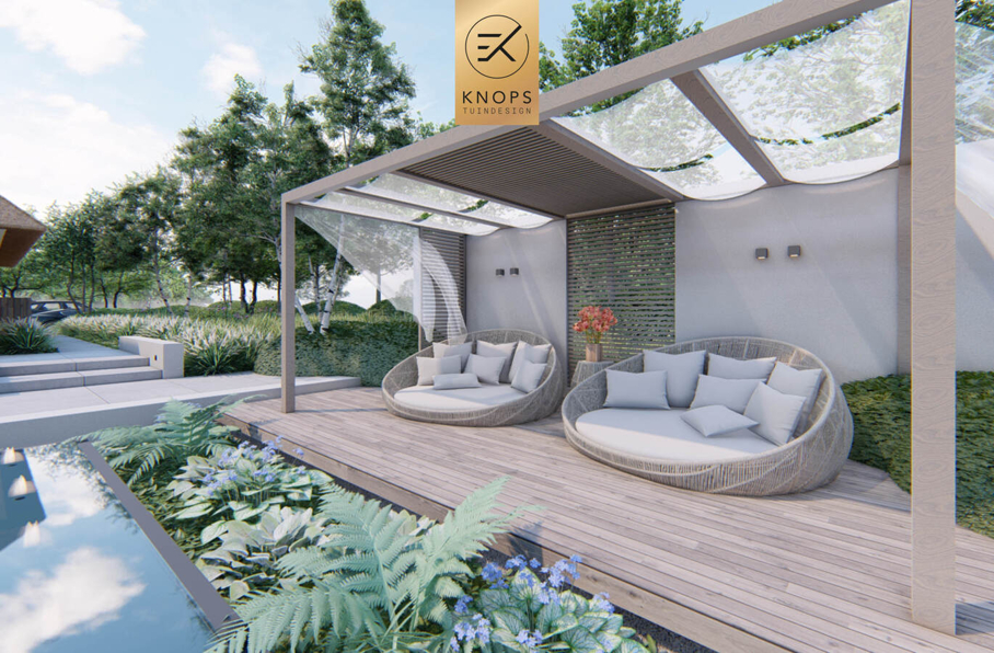 villatuin luxe wellness erik knops tuinarchitect tuinontwerper nederland exclusief 3D render high end tuinontwerp nederland