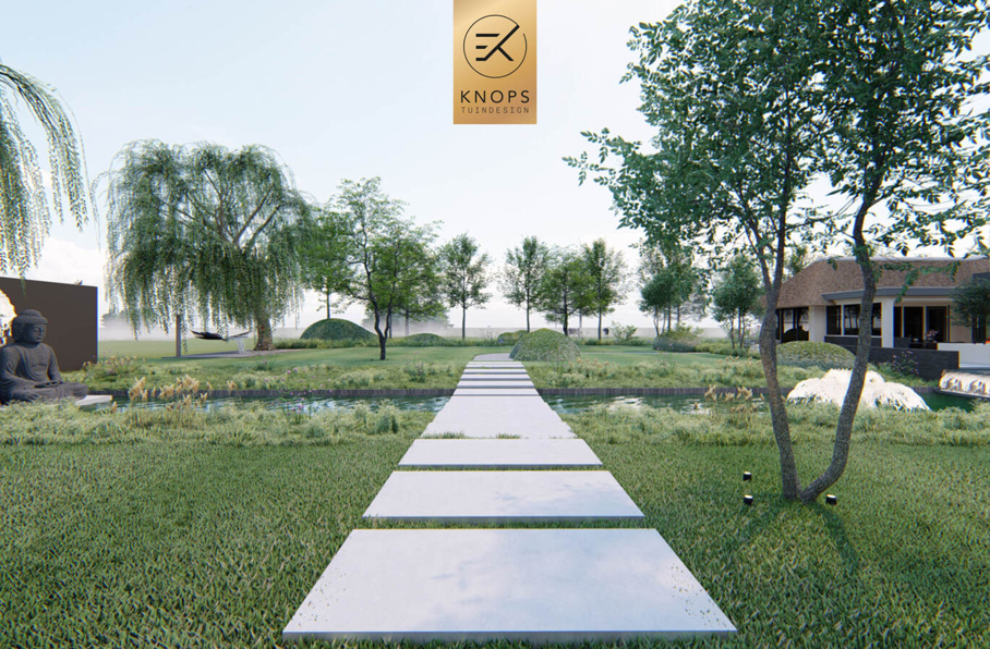 villatuin luxe wellness erik knops tuinarchitect tuinontwerper nederland exclusief 3D render high end tuinontwerp nederland