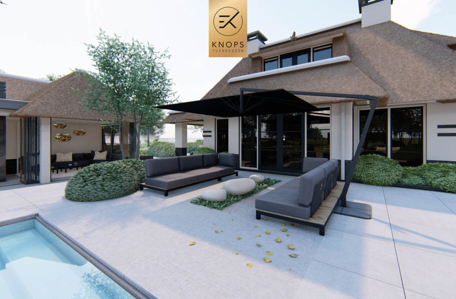 villatuin luxe wellness erik knops tuinarchitect tuinontwerper nederland exclusief 3D render high end tuinontwerp nederland