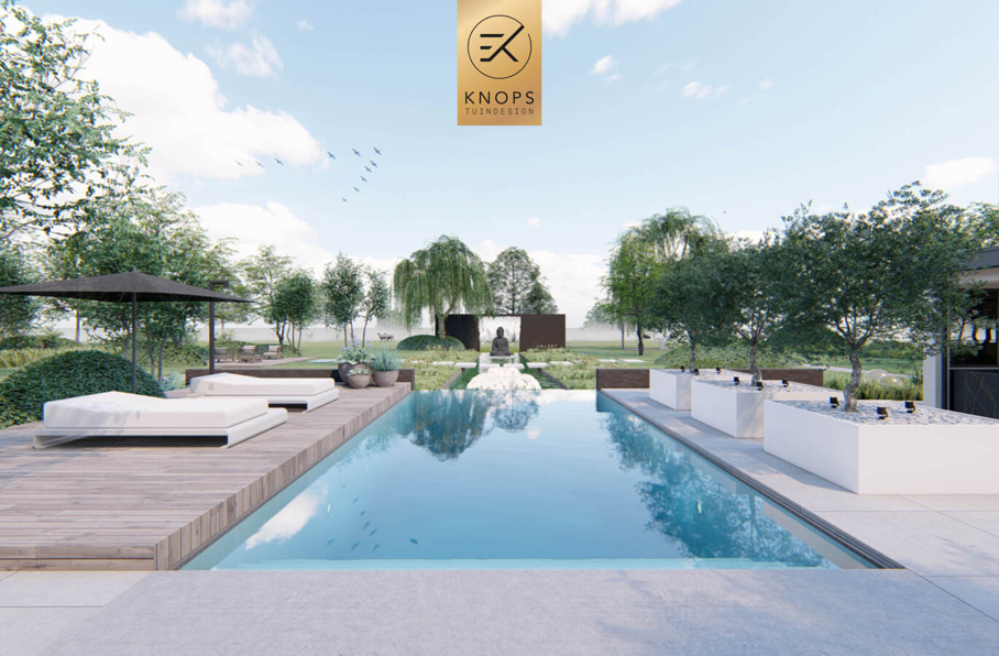 villatuin luxe wellness erik knops tuinarchitect tuinontwerper nederland exclusief 3D render high end tuinontwerp nederland