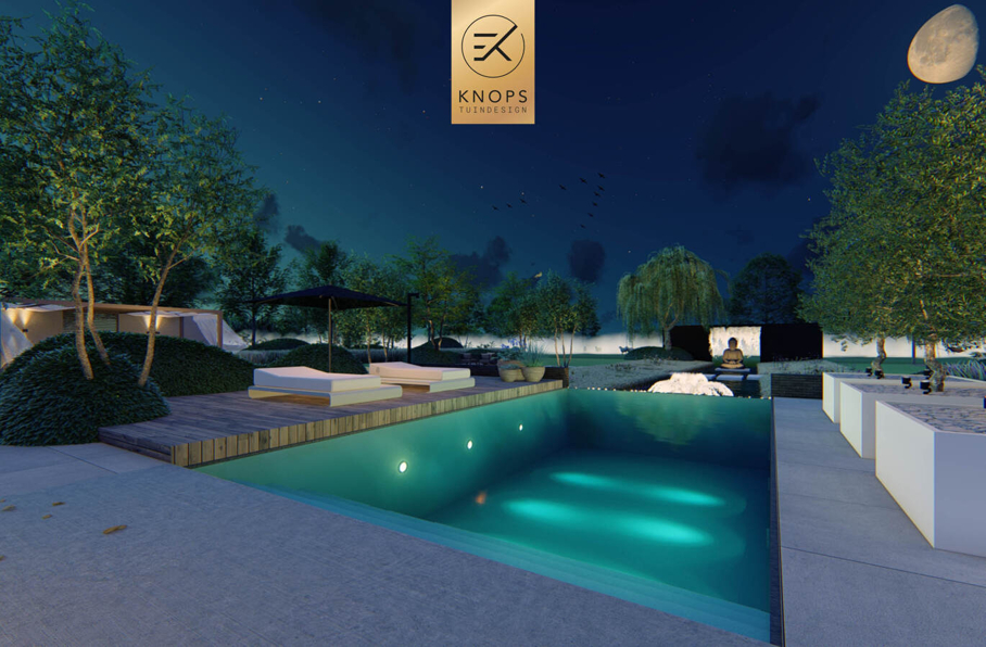 villatuin luxe wellness erik knops tuinarchitect tuinontwerper nederland exclusief 3D render high end tuinontwerp nederland