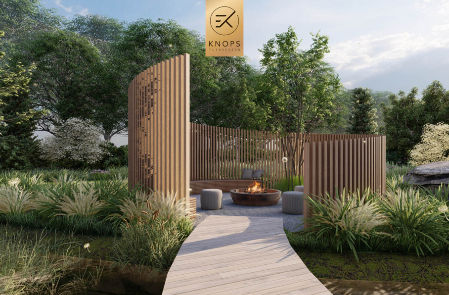 Totaalarchitectuur samenwerkingen landschapsarchitect 3Dspecialisten tuinontwerp luxe wellnesstuin villatuin erik knops tuindesign buitenhaard vlonder zwembad poolhouse luxe designtuin bomen zwemparadijs