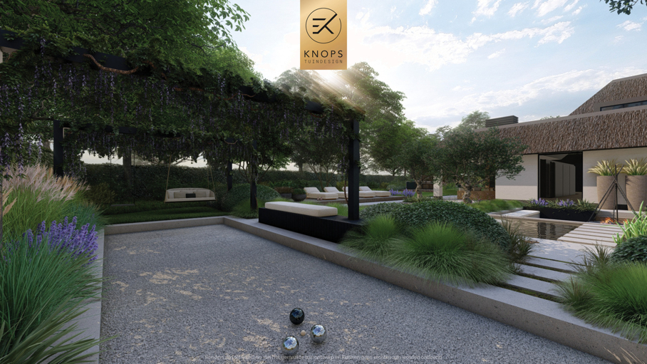 Luxe familietuin,exclusief tuinontwerp,moderne tuin,villatuin,zwemvijver,buitenverblijf,wellness,sport,luxe tuin