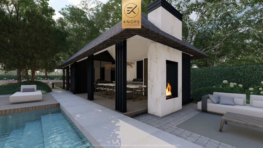 moderne tuin historisch pand luxe entree exclusief tuinontwerp modern zwembad poolhouse met sauna buitendouche exclusive garden design luxury garden modern garden