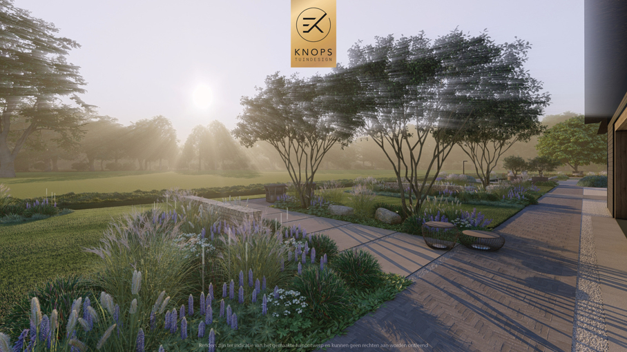 moderne villatuin natuurlijke tuin tuin met zwembad luxe overkapping buitenhaard buitenbar natuurlijke beplanting exclusief tuinontwerp