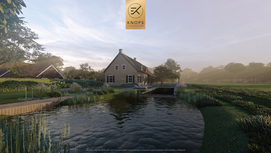 moderne villatuin natuurlijke tuin tuin met zwembad luxe overkapping buitenhaard buitenbar natuurlijke beplanting exclusief tuinontwerp