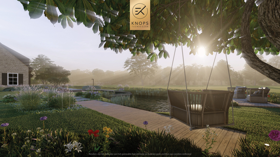 moderne villatuin natuurlijke tuin tuin met zwembad luxe overkapping buitenhaard buitenbar natuurlijke beplanting exclusief tuinontwerp