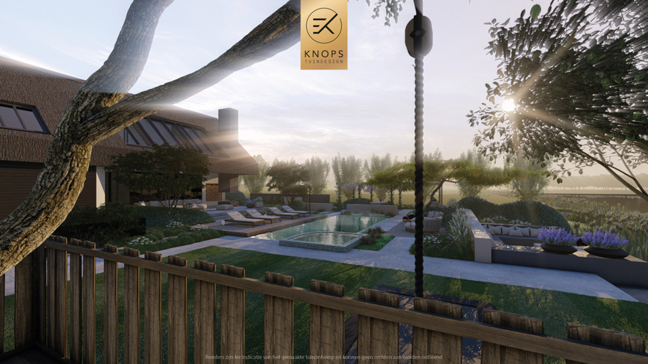 moderne schuurwoning, landschappelijke tuin, bali tuin, resort tuin, zwembad, tropische tuin, vakantie sfeer, buitenkeuken, moderne strakke tuin, pergola, blauwe regen, wisteria, klimplant, daybeds, relax garden, modern garden, tropical garden