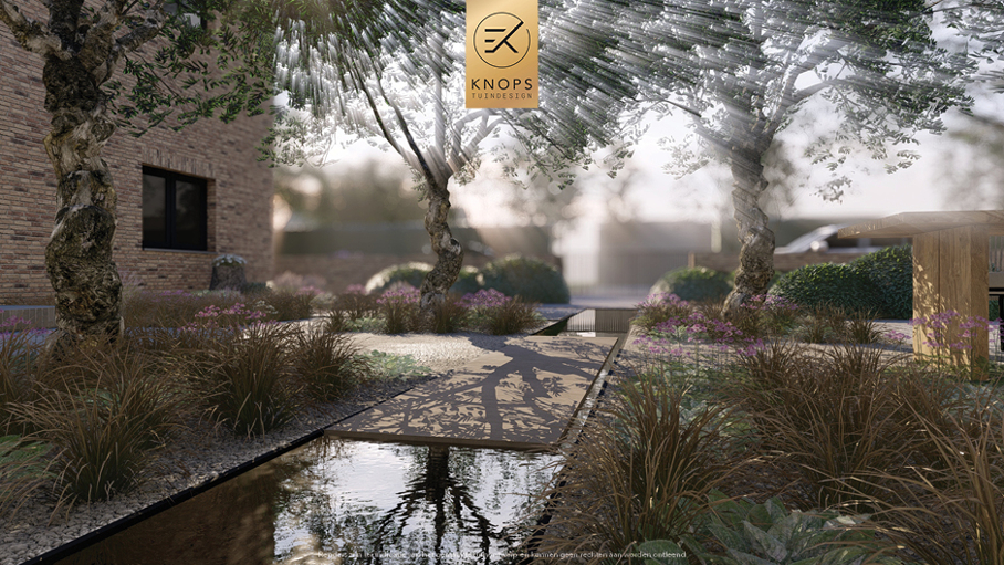 Unieke architectuur, tuin met zwemvijver, Uniek poolhouse, zitkuil met vuur, groene tuin, waterspiegel, moderne patio
