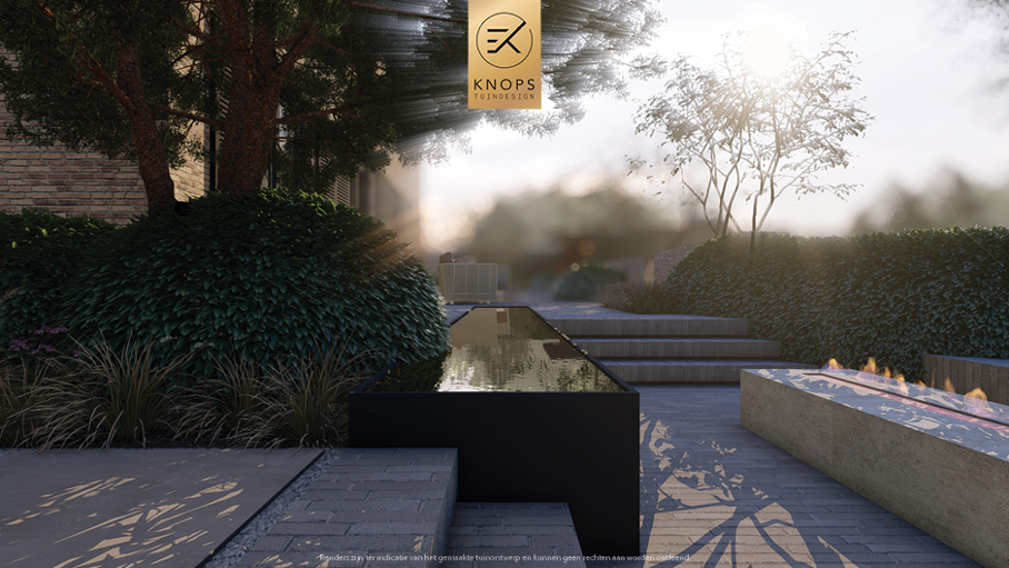 Unieke architectuur, tuin met zwemvijver, Uniek poolhouse, zitkuil met vuur, groene tuin, waterspiegel, moderne patio