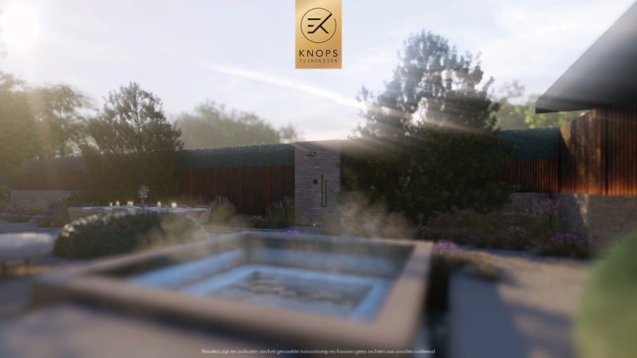 Unieke architectuur, tuin met zwemvijver, Uniek poolhouse, zitkuil met vuur, groene tuin, waterspiegel, moderne patio