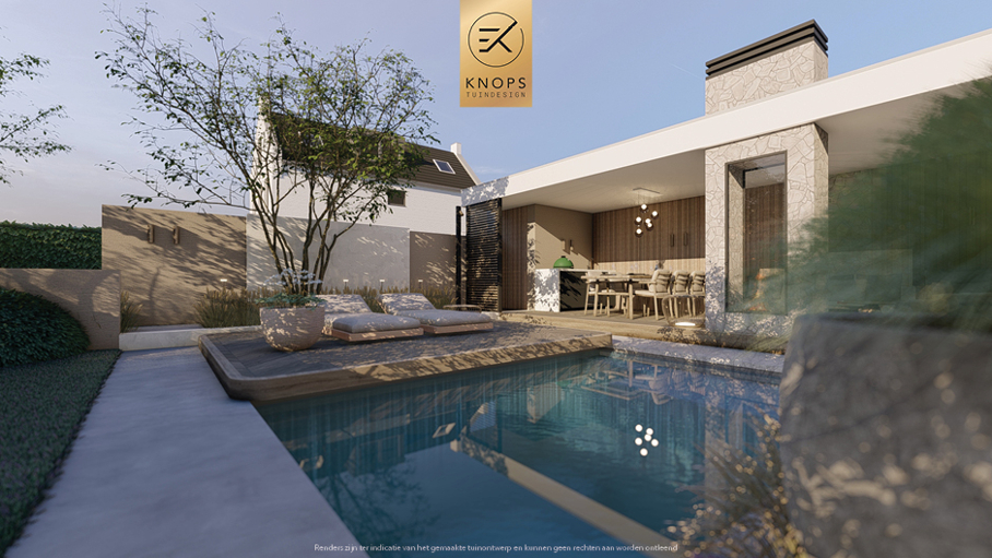 Unieke architectuur, tuin met zwembad, zitkuil met vuur, poolhouse met haard, groene tuin
