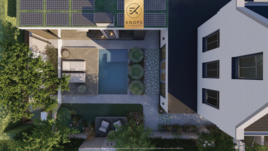 Unieke architectuur, tuin met zwembad, zitkuil met vuur, poolhouse met haard, groene tuin