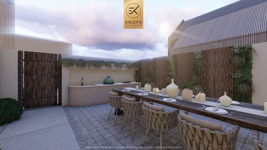 Unieke architectuur met ronde vormen, tuin met zwembad, zitkuil met vuur, oprit, groene tuin, poolhouse met wellness