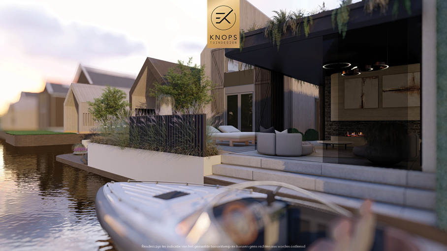 Unieke architectuur met ronde vormen, tuin met zwembad, zitkuil met vuur, oprit, groene tuin, poolhouse met wellness